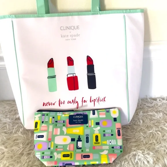 Clinique x Kate Spade New York Set Shopping Tote & Makeup Pouch - Picture 3 of 14